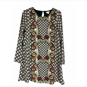 Xhilaration Paisley Greens, Red & White Floral Printed Tunic/ Dress Size XL